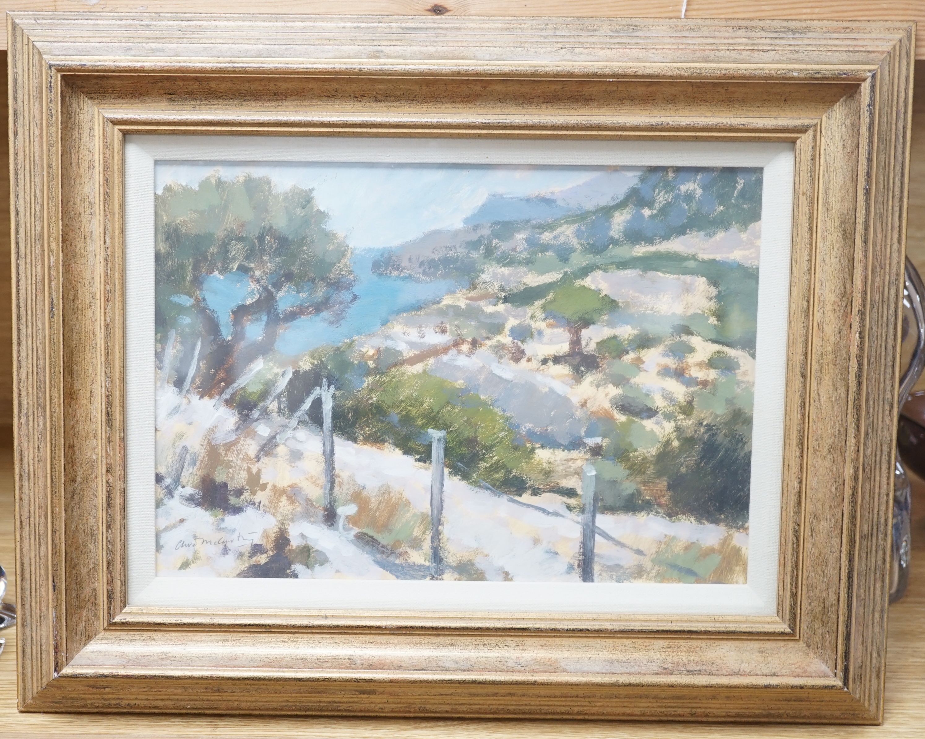 Clive McCartney, oil on board, Walk from Deia to Valldemussa, Mallorca, 20 cm X 28.5 cm
